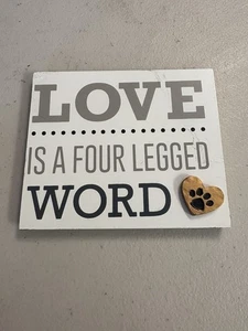 Pet Magnet “Love Is A Four Legged Word”  Heart With Pawprint. - Picture 1 of 2