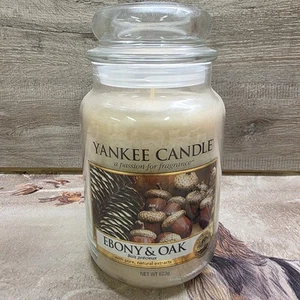 Yankee Candle Large Jar Ebony & Oak Scented Candle Long Lasting 2018 Pour RARE - Picture 1 of 6