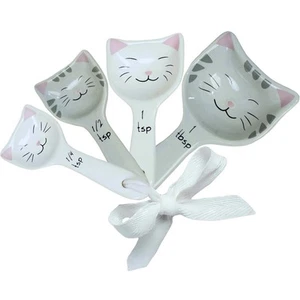 4 Adorable Ceramic Cat/Kitten Nesting Measuring Spoons. Baking Cooking Kitchen - Picture 1 of 6