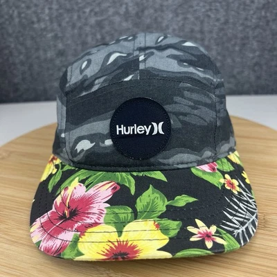 Hurley Logo T5 Panel Hat Cap Strapback Adjustable Gray Floral Hawaiian - Image 1 of 4