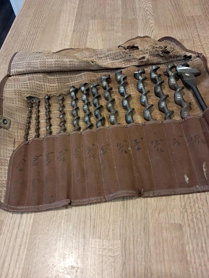 RIDGEWAY BRACE AUGER DRILL 13  BIT SET incl expansive bit - Image 1 of 4