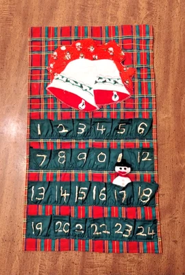Vintage Handmade Countdown To Christmas Fabric Advent Calendar Snowman Counter - Image 1 of 4