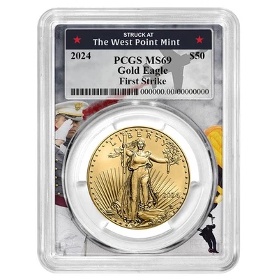 2024 $50 American Gold Eagle 1 oz PCGS MS69 FS West Point Frame - Image 1 of 2