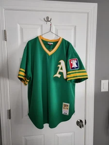 100% AUTHENTIC MITCHELL & NESS ROLLIE FINGERS 1976 OAKLAND A's JERSEY Sz 52 XXL - Picture 1 of 5