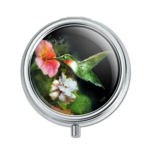 Portapillole da giardino con fiori di colibrì di rubino confezione regalo - Foto 1 di 4