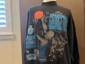 Vintage 90's Georgetown Hoyas Basketball Black Crewneck Sweatshirt Size XXL - Picture 1 of 3