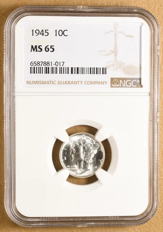 1945 P Mercury Dime NGC MS65 Cover