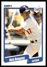 1990 Fleer Baseball Card Rick Dempsey Los Angeles Dodgers #392