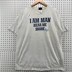 Vintage Funny Dad Shirt I AM MAN HEAR ME SNORE Gray Adult 2XL Short Sleeve 23x30