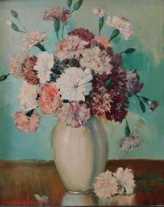 Julian Eichen (XX). Nelken in weißer Vase - Bild 1 von 10