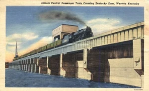 Illinois Central Personenzugüberquerung Kentucky Dam 1945 Postkarte - Bild 1 von 2