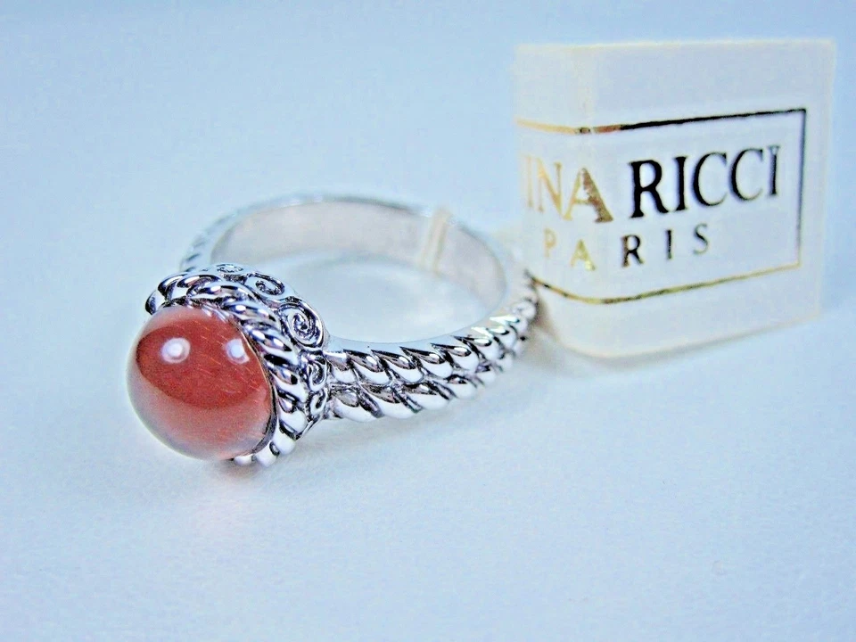 Nina Ricci Rhodium Plated Ring with Enamel - Size 7 0273 - Image 1 of 2