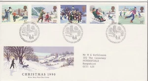 GB Stamps First Day Cover Christmas Xmas, Winter Activities, sing skate SHS 1990 - Picture 1 of 1