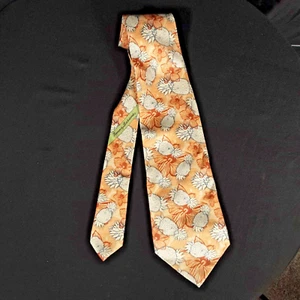 Tommy Bahama Handmade Aloha Hawaiian Pineapple & Hibiscus Neck Tie Yellow Orange - Picture 1 of 10