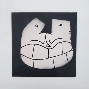 White Cat Graffiti Character POP Art ORIGINAL art CANVAS PAINTING - Picture 1 of 2