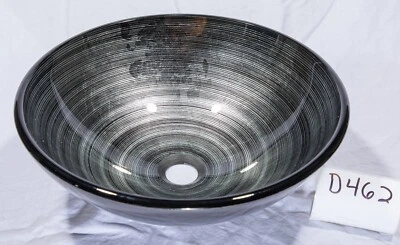 Fregadero de vaso de vidrio con anillos de plata y negro Eden Bath (EB_GS71, D462) Foto 1 de 4