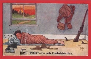 REG CARTER.   WW1 MILITARY COMIC HUMOUR  DON'T WORRY QUITE COMFORTABLE HERE - Picture 1 of 1