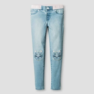 Cat & Jack Girl’s Jegging Stretch Skinny Jeans Cat Knee - Size 18 Light Wash NWT - Picture 1 of 3