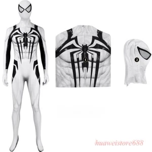 White Spider-Man Jumpsuit Spiderman Anti-Venom Suit Cosplay Costume Halloween  - Picture 1 of 15
