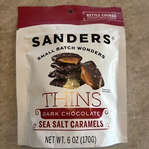 Sanders Small Batch Wonders Thins Dark Chocolate Sea Salt Caramel 6Oz Bag - Picture 1 of 2