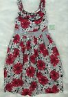 BONNIE JEAN B45254-A Sleeveless Fit & Flare RED White FLORAL Dress size 16 *NWT