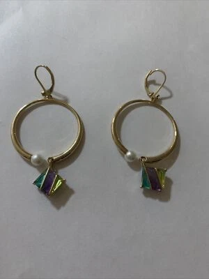 "Pendientes de aro de perlas y piedras geométricas Carolee de $85 2"" JZ9" Foto 1 de 3