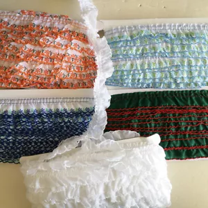 5-10 Yards 1.25" wide Colorful Print/Embroidered Edge Ruffle Satin Ribbon Lace - Picture 1 of 6