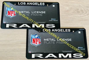 SET 2 Los Angeles RAMS Authentic Metal BLACK License Plate Frames Auto Truck Car - Picture 1 of 1
