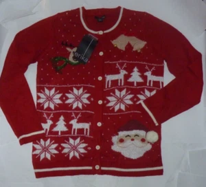 NEW UGLY XMAS Christmas Cardigan Sweater Ladies Women - Missy - S Small NWT 74ST - Picture 1 of 1