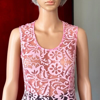 GIANNI VERSACE Punk Corte Láser Rosa Transparente Top Talla 42 de S/S 1994 Foto 1 de 4