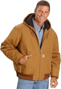 NWT Carhartt Loose Fit Brown Duck Lined Zip Hoodie Jacket Coat Men's Size 2XL - Picture 1 of 8