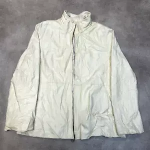 Calvin Klein Soft Leather Jacket Mens 2XL Vintage Full Zip Bomber Coat, Cream - Picture 1 of 11