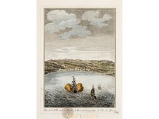 Madera Island Old print, Funchal Portugal. Bellin engraving 1757