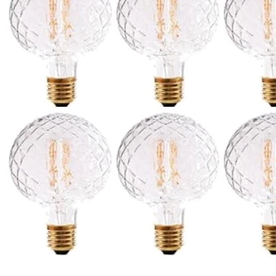 Warm White Vintage Pineapple LED Bulb G30 Dimmable - 6 Pack - Eco-Friendly - Image 1 of 4