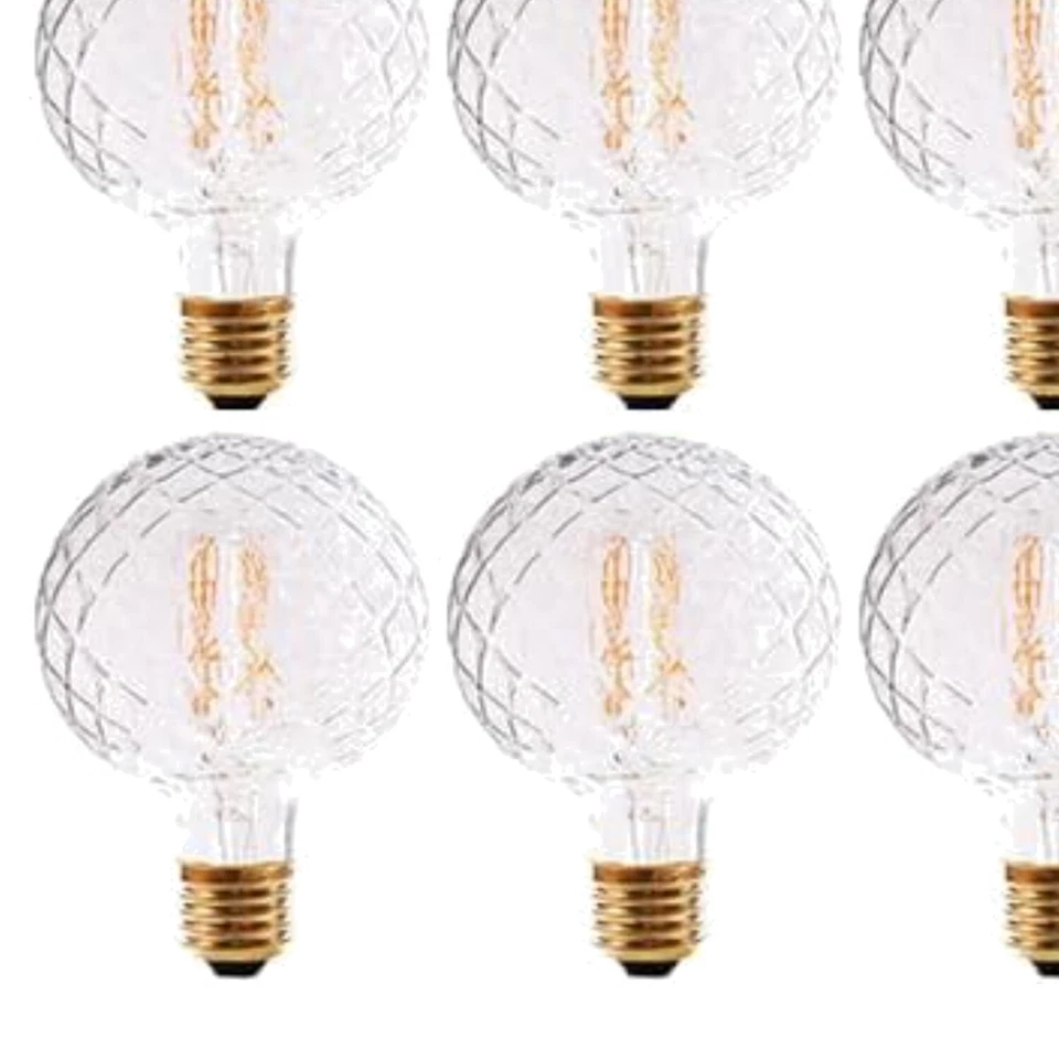 Warm White Vintage Pineapple LED Bulb G30 Dimmable - 6 Pack - Eco-Friendly - Image 1 of 4