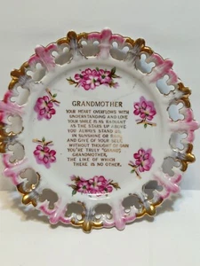 8 Zoll hängende Großmutter Teller Gedicht geätzt Gold, Rosa Muttertag - Bild 1 von 6