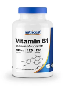 Nutricost Vitamin B1 (Thiamine) 100mg- 120 Capsules - Gluten Free and Non-GMO - Picture 1 of 1