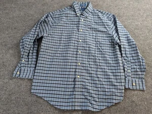 TOWNCRAFT Shirt Men's Large Blue Plaid Long Sleeve Cotton Wrinkle Free - Picture 1 of 9