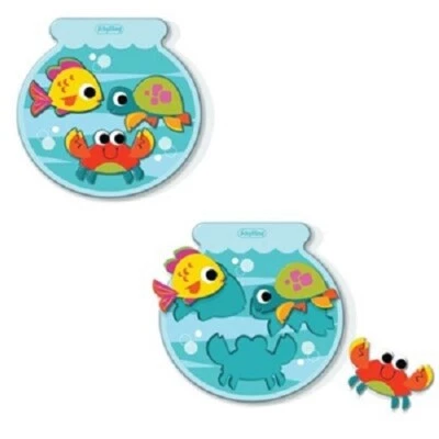Fishbowl Wood Puzzle by Schylling Toys Ages 3 and Up 3 Puzzle Pieces 10.5" Wide - Image 1 of 4