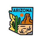 Autocollant d'État de l'Arizona autocollant drapeau voiture ordinateur portable autocollant désert AZ forme de carte cadeau