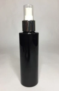 100ml Black Cylindrical PET Plastic Bottles + Chrome Atomiser Spray ANY AMOUNT - Picture 1 of 1