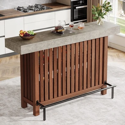 Mesa de bar grande Tribesigns de 2 niveles, mesa de pub de 63 pulgadas de altura de mostrador con reposapiés Foto 1 de 4