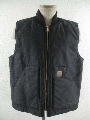 Men's sz L Carhartt V01 Arctic Quilt Lined Cotton Duck Canvas Vest Black V01-BLK - Image 1 of 4