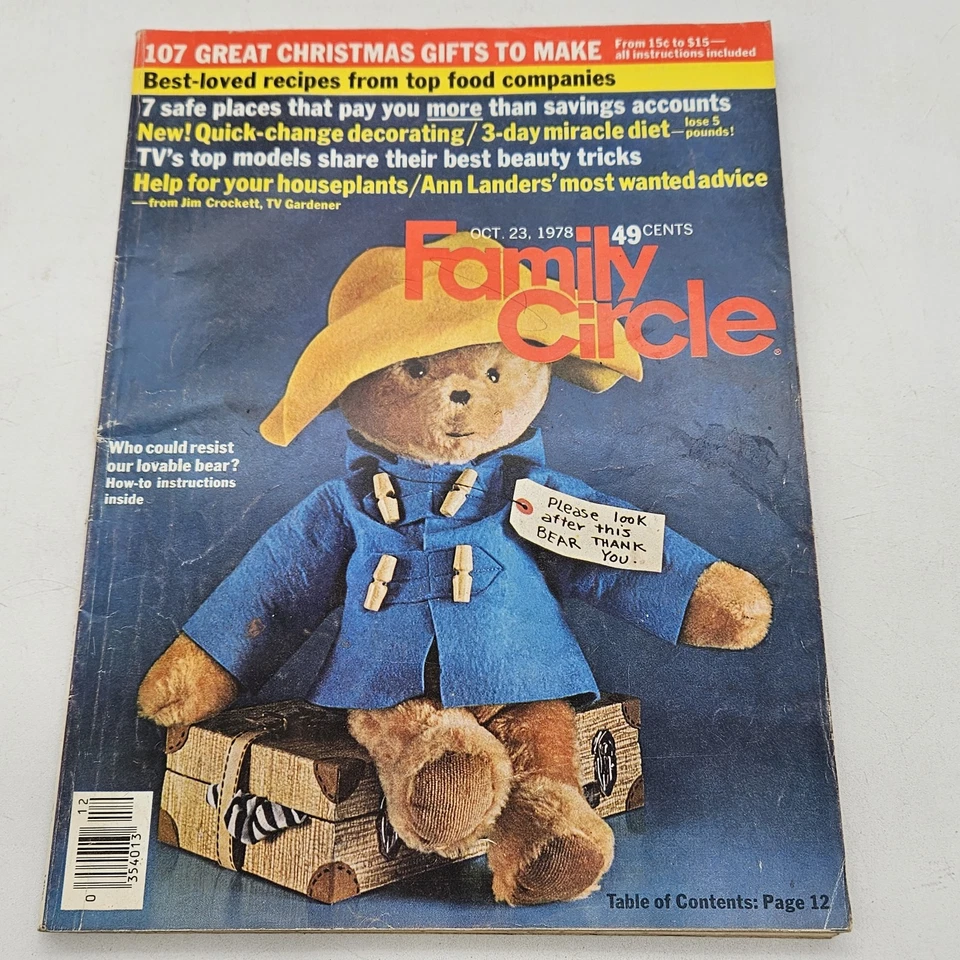 Amazing Vintage Oct 1978 PADDINGTON BEAR Issue of FAMILY CIRCLE Magazine - Image 1 of 4