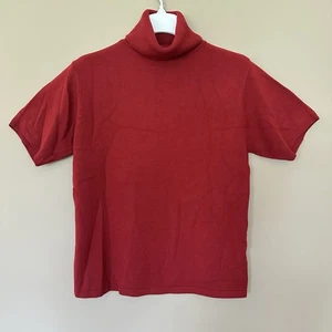Salvatore Ferragamo Herbst Pullover Rot Kurzarm Damen XL Rollkragen Quiet Luxu - Bild 1 von 4
