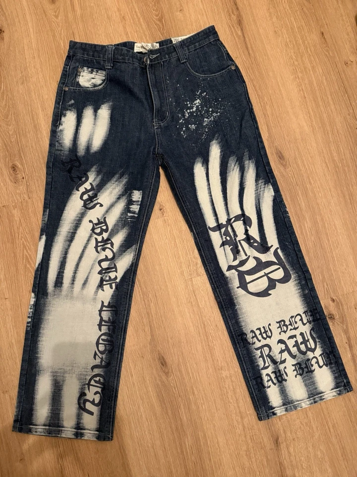 Raw Blue Legacy Jeans Bleached Größe 32/30 Vintage Streetwear Hip Hop - Bild 1 von 4