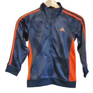 Adidas Jungen Sweatshirt mit Reißverschluss marineblau orange Größe 7/7X - Bild 1 von 7