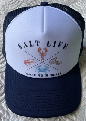 NUEVO CON ETIQUETAS Salt Life Azul Blanco Camionero Snapback Gorra de Pesca Gorra de Béisbol Talla Única Foto 1 de 4