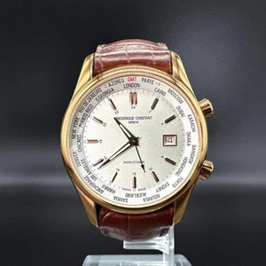 Frederique Constant FC-25 World Timer Men's Quartz Watch Leather Strap H - Picture 1 of 8