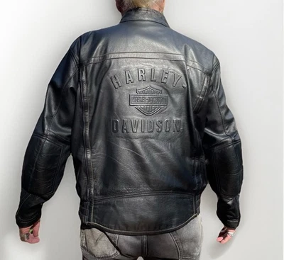 Harley-Davidson Leather Jacket Men’s 2xl Black Embossed Logo Biker Moto 2008 - Image 1 of 4